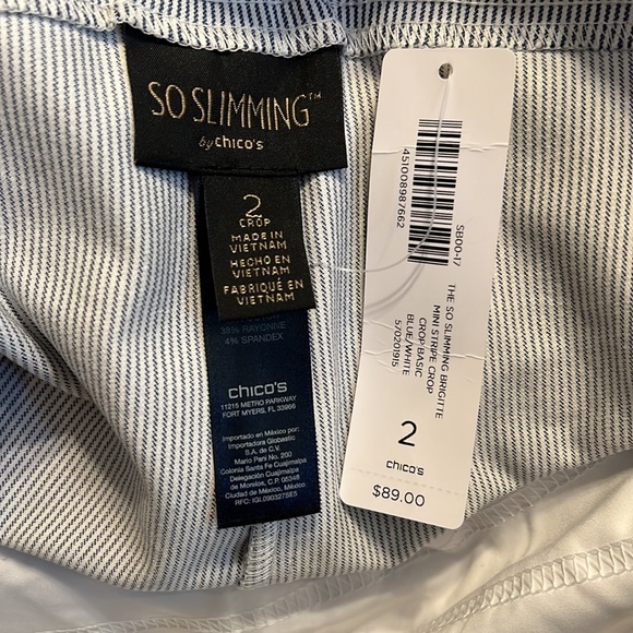 Chicos Brigitte the so slimming size 12/2 crop cream & blue - Picture 3 of 10